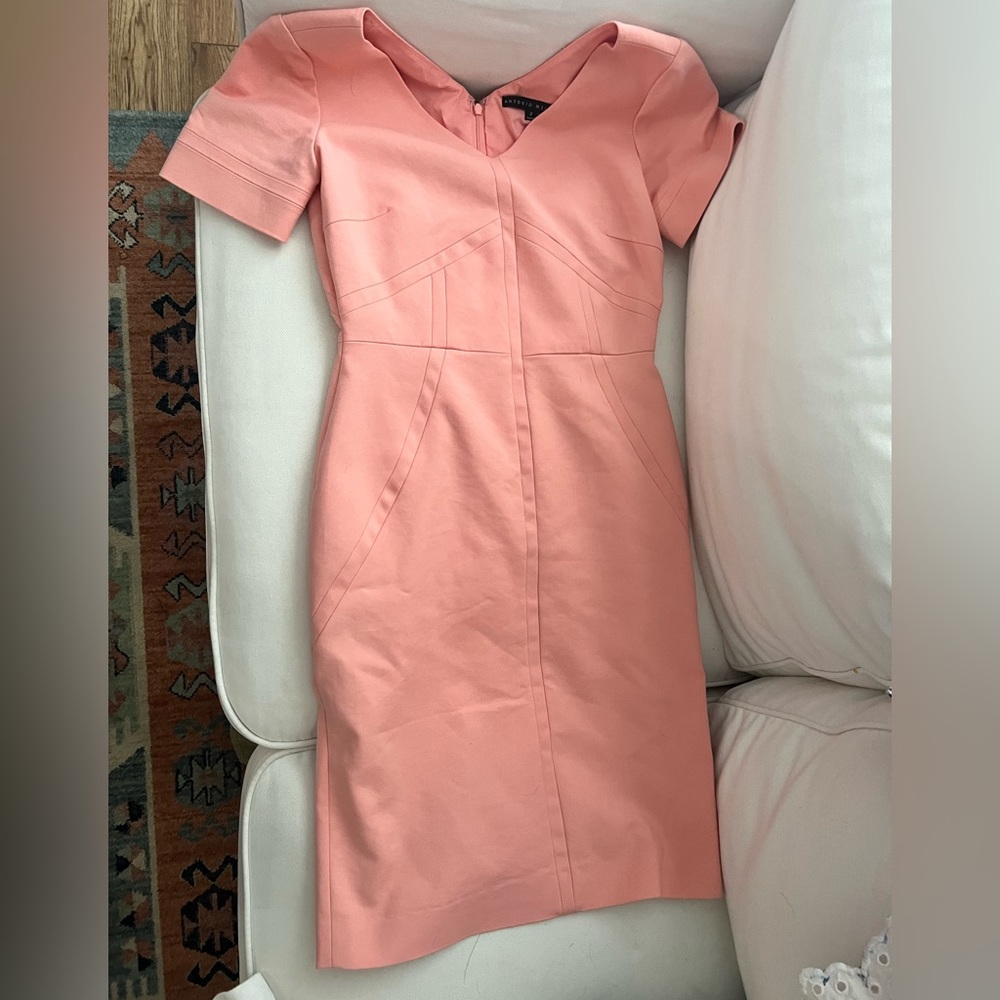 Antonio Melani salmon (peachy) pink dress. Size 2. Very flattering shape!